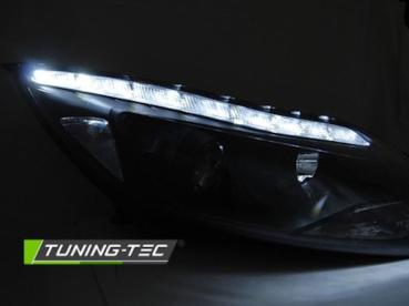 Scheinwerfer LED Tagfahrlicht Optik für Ford Focus 3 Bj. 11-14 Schwarz