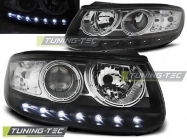 Scheinwerfer LED Tagfahrlicht Optik für Hyundai Santa Fe 2 Bj. 06-12 Schwarz