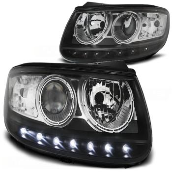 Scheinwerfer LED Tagfahrlicht Optik für Hyundai Santa Fe 2 Bj. 06-12 Schwarz