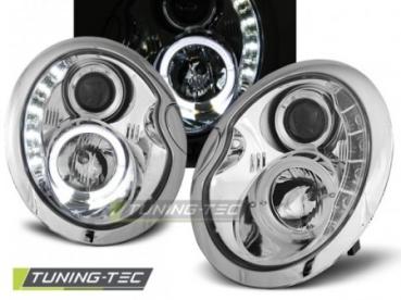 Scheinwerfer LED Tagfahrlicht Optik für Mini R50 R52 R53 Bj. 01-06 Chrom