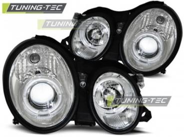 LED Angel Eyes Scheinwerfer für Mercedes Benz CLK W208 97-02 chrom