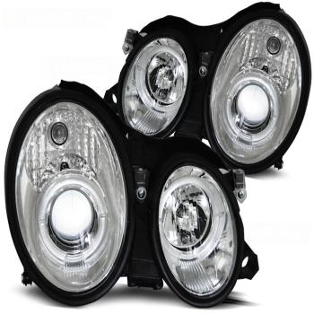LED Angel Eyes Scheinwerfer für Mercedes Benz CLK W208 97-02 chrom