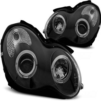 LED Angel Eyes Scheinwerfer für Mercedes Benz C-Klasse W203 00-04 schwarz