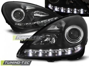 Scheinwerfer LED Tagfahrlicht Optik für Mercedes SLK R171 Bj. 04-11 Schwarz