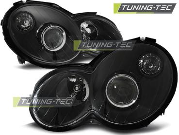 Klarglas Scheinwerfer für Mercedes Benz Sportcoupe CL203 01-04 / CL203 Facelift 04-08 schwarz