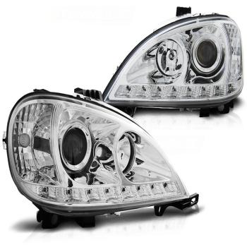 LED Tagfahrlicht Design Scheinwerfer für Mercedes Benz ML W163 98-01 chrom