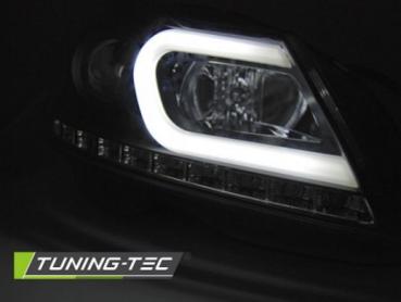 Scheinwerfer LED Tagfahrlicht Optik für Mercedes C-Klasse W204 Bj. 11-15 Schwarz