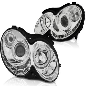 LED Tagfahrlicht Design Scheinwerfer für Mercedes Benz CLK W209 03-10 chrom