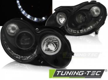 Scheinwerfer LED Tagfahrlicht Optik für Mercedes CLK W209 Bj. 03-10 Schwarz