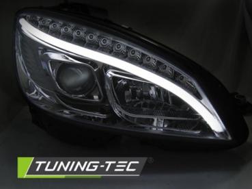 Scheinwerfer LED Tagfahrlicht Optik für Mercedes C-Klasse W204 07-10 Chrom LTI