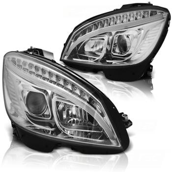Scheinwerfer LED Tagfahrlicht Optik für Mercedes C-Klasse W204 07-10 Chrom LTI