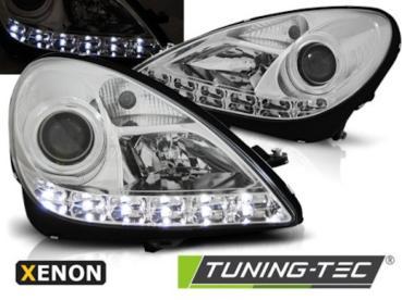 Xenon Scheinwerfer LED Tagfahrlicht Optik für Mercedes SLK R171 Bj. 04-11 Chrom