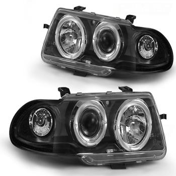 Scheinwerfer Angel Eyes für Opel Astra F Bj. 91-94 Schwarz