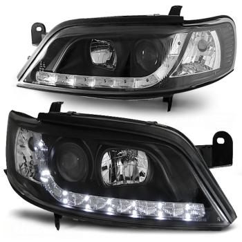 Scheinwerfer LED Tagfahrlicht Optik für Opel Vectra B Bj. 95-98 Schwarz