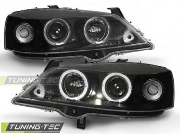 Scheinwerfer Angel Eyes für Opel Astra G Bj. 98-05 Schwarz
