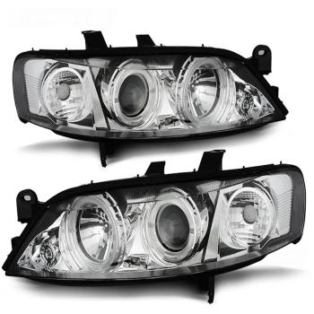 Scheinwerfer Angel Eyes für Opel Vectra B Facelift Bj. 99-02 Chrom