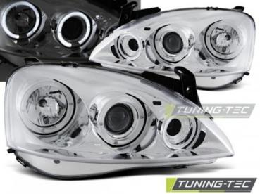 Scheinwerfer Angel Eyes für Opel Corsa C Bj. 00-06 Chrom
