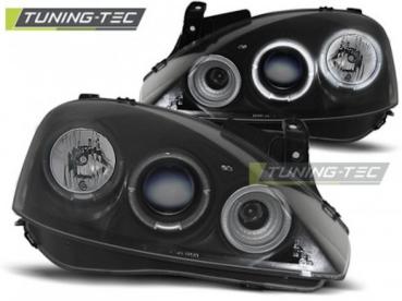 Scheinwerfer Angel Eyes für Opel Corsa C Bj. 00-06 Schwarz