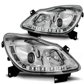 Scheinwerfer LED Tagfahrlicht Optik für Opel Corsa D Bj. 06-11 Chrom