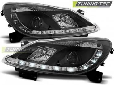 Scheinwerfer LED Tagfahrlicht Optik für Opel Corsa D Bj. 06-11 Schwarz