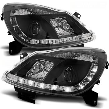Scheinwerfer LED Tagfahrlicht Optik für Opel Corsa D Bj. 06-11 Schwarz