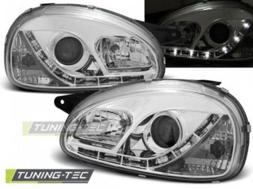 Scheinwerfer LED Tagfahrlicht für Opel Corsa B Bj. 93-00 Chrom