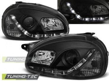 Scheinwerfer LED Tagfahrlicht für Opel Corsa B Bj. 93-00 Schwarz