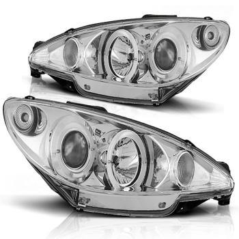 Scheinwerfer Angel Eyes für Peugeot 206 Bj. 98-06 Chrom H7