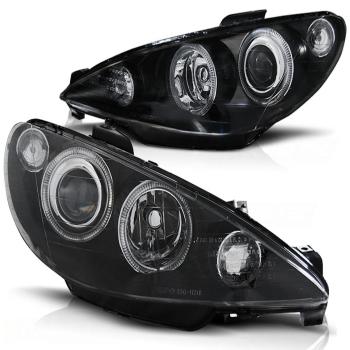Scheinwerfer Angel Eyes für Peugeot 206 Bj. 98-06 Schwarz