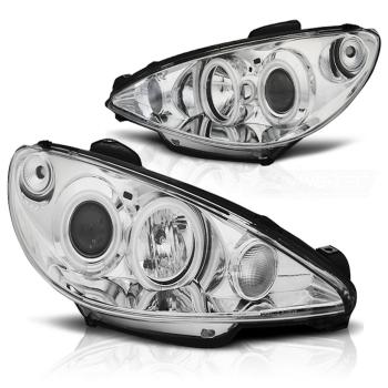 Scheinwerfer CCFL Angel Eyes für Peugeot 206 Bj. 98-06 Chrom