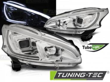 Scheinwerfer LED Tagfahrlicht Optik für Peugeot 208 Bj. 12-15 Chrom LTI