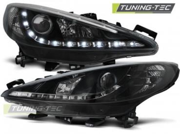 Scheinwerfer LED Tagfahrlicht Optik für Peugeot 207 Bj. 06-12 Schwarz