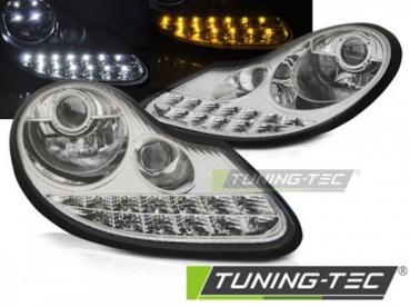 Scheinwerfer LED Tagfahrlicht Optik für Porsche Boxster 986 / 911 996 Chrom
