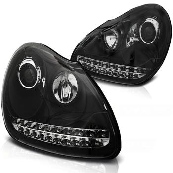 Xenon Scheinwerfer LED Tagfahrlicht Optik für Porsche Cayenne 955 02-06 Schwarz