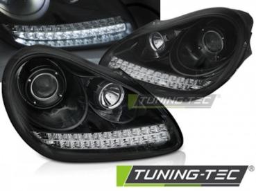 Xenon Scheinwerfer LED Tagfahrlicht Optik für Porsche Cayenne 955  02-06 Schwarz