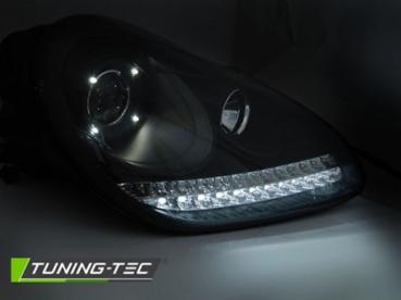 Xenon Scheinwerfer LED Tagfahrlicht Optik für Porsche Cayenne 955  02-06 Schwarz