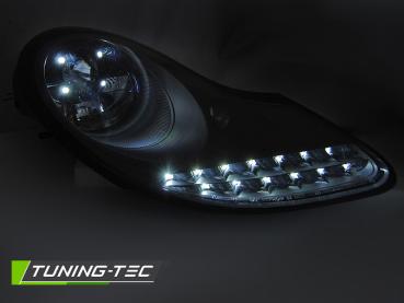 Scheinwerfer LED Tagfahrlicht Optik für Porsche Boxster 986 911 996 Schwarz Matt