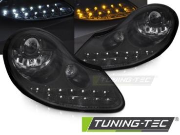 Scheinwerfer LED Tagfahrlicht Optik für Porsche Boxster 986 /911 996 Black Glanz