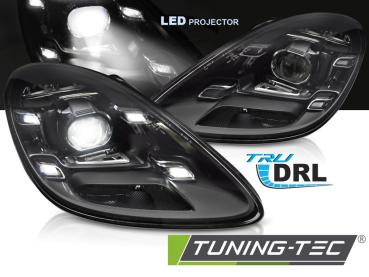 VOLL LED Tagfahrlicht Scheinwerfer Set für Porsche Boxster / Cayman 718 2016- schwarz