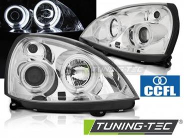 Scheinwerfer CCFL Angel Eyes für Renault Clio 2 Bj. 01-05 Chrom
