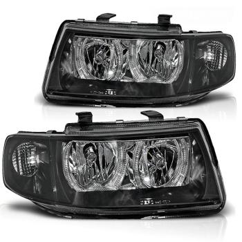 Scheinwerfer Angel Eyes für Seat Leon 1M / Toledo 1M Bj. 99-06 Schwarz
