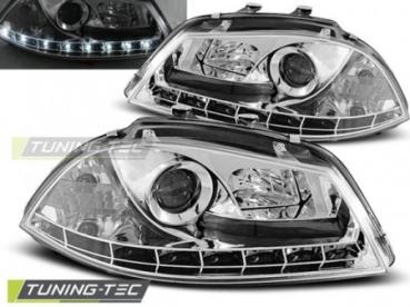 Scheinwerfer LED Tagfahrlicht Optik für Seat Ibiza 6L / Cordoba 6L  02-09 Chrom
