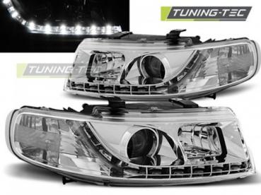 Scheinwerfer LED Tagfahrlicht Optik für Seat Leon 1M / Toledo 1M Bj. 99-06 Chrom