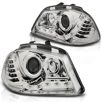 Scheinwerfer LED Tagfahrlicht Optik für Seat Ibiza 6L 02-09 Chrom LED Blinker