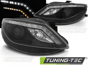 Scheinwerfer LED Tagfahrlicht Optik für Seat Ibiza 6J 08-12 Schwarz LED Blinker