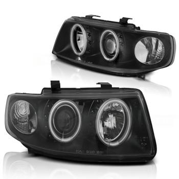Scheinwerfer CCFL Angel Eyes für Seat Leon 1M / Toledo 1M Bj. 99-06 Schwarz