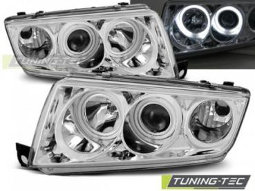 Scheinwerfer CCFL Angel Eyes für Skoda Fabia 1 Bj. 99-08 Chrom