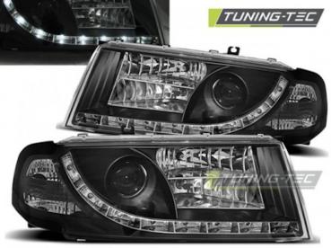 Scheinwerfer LED Tagfahrlicht Optik für Skoda Octavia 1 (1U) Bj. 00-10 Schwarz