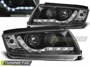 Scheinwerfer LED Tagfahrlicht Optik für Skoda Fabia 1 Bj. 99-08 Schwarz