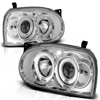 LED Angel Eyes Scheinwerfer für VW Golf 3 91-97 chrom
